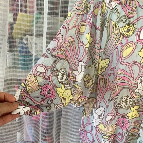 Badgley Mischka Floral Chiffon Sheer Blouse Tunic Top Women’s L/XL - Picture 6 of 16